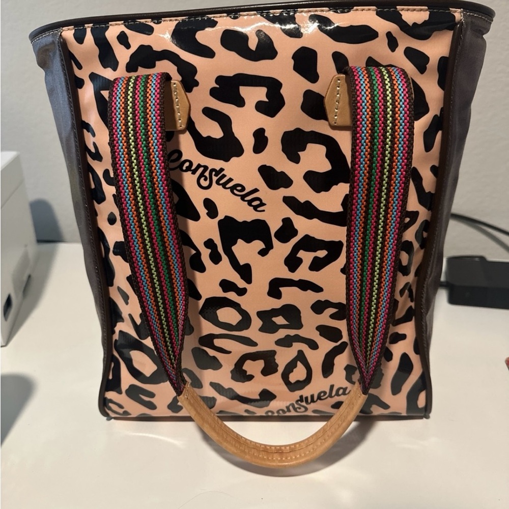 Consuela Leopard Print Tote Bag - Brown and Black